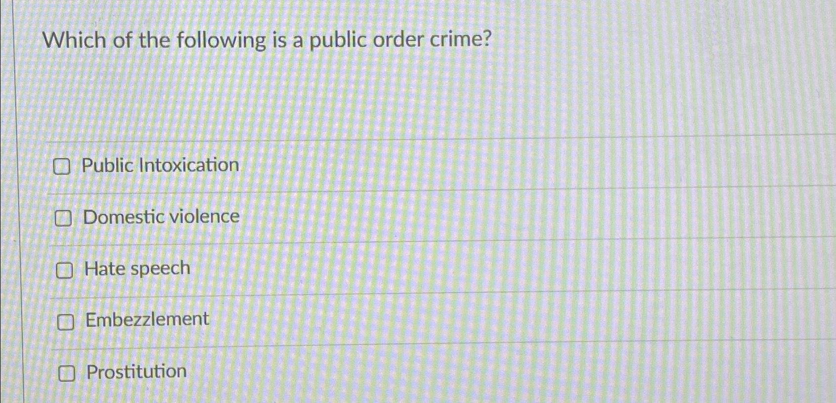 What Is A Public Order Crime Example