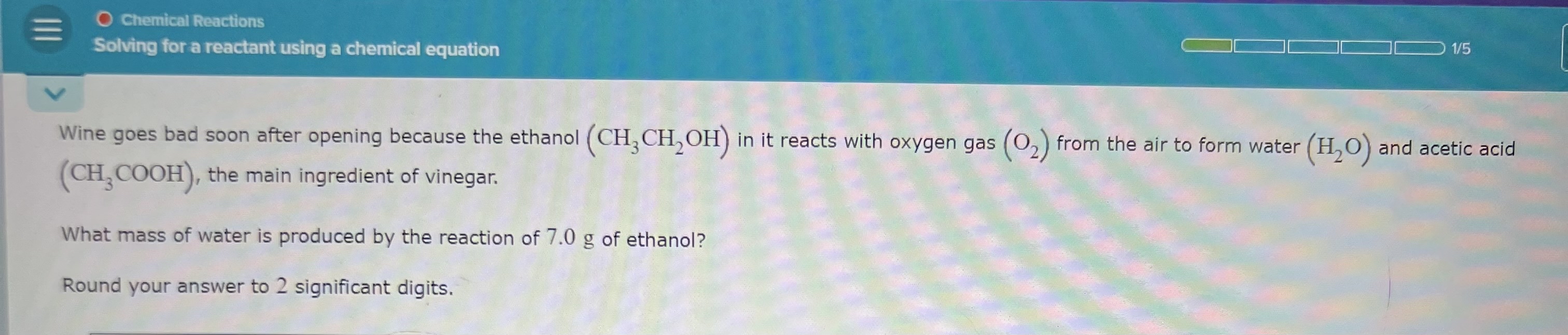 Solved Chemical ReactionsSolving for a reactant using a | Chegg.com