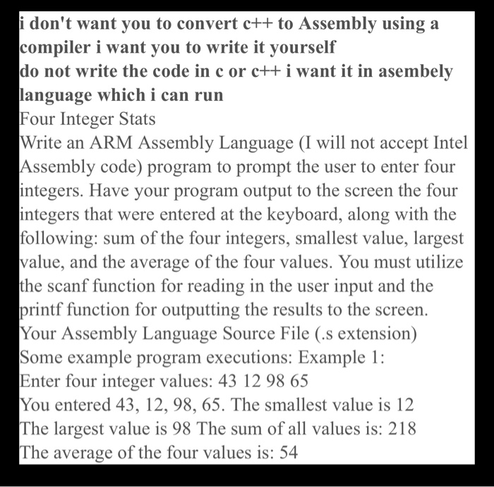 i don't want you to convert c++ to Assembly using a | Chegg.com