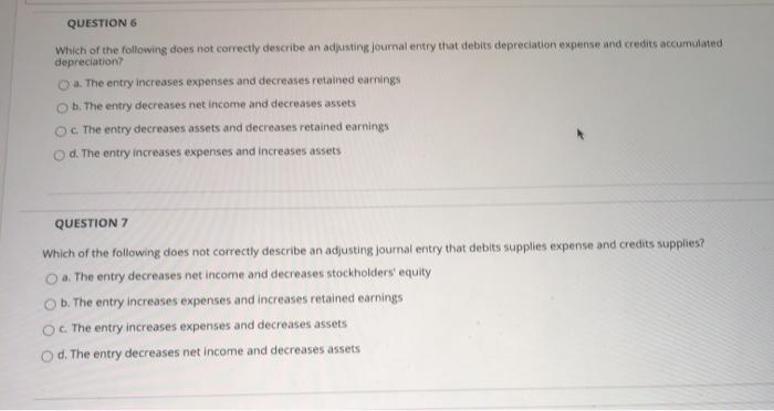 Solved QUESTION 6 Which of the following does not correctly 