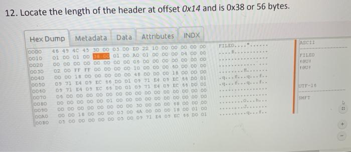 Solved 12. Locate the length of the header at offset 0x14 | Chegg.com
