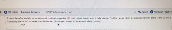 Solved 4. on points Previous Answers 3/100 Submissions Used | Chegg.com
