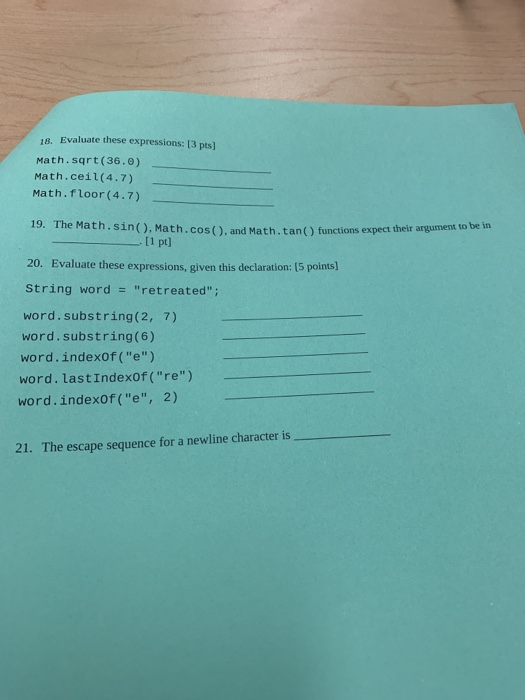 Solved Evaluate These Expressions 3 Pts 18 Math Sqrt