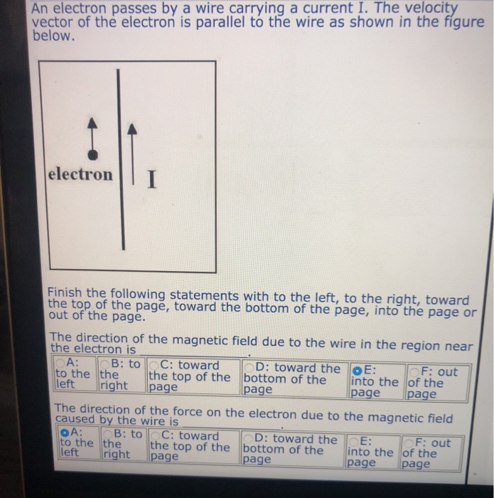 Solved An electron passes by a wire carrying a current I. | Chegg.com