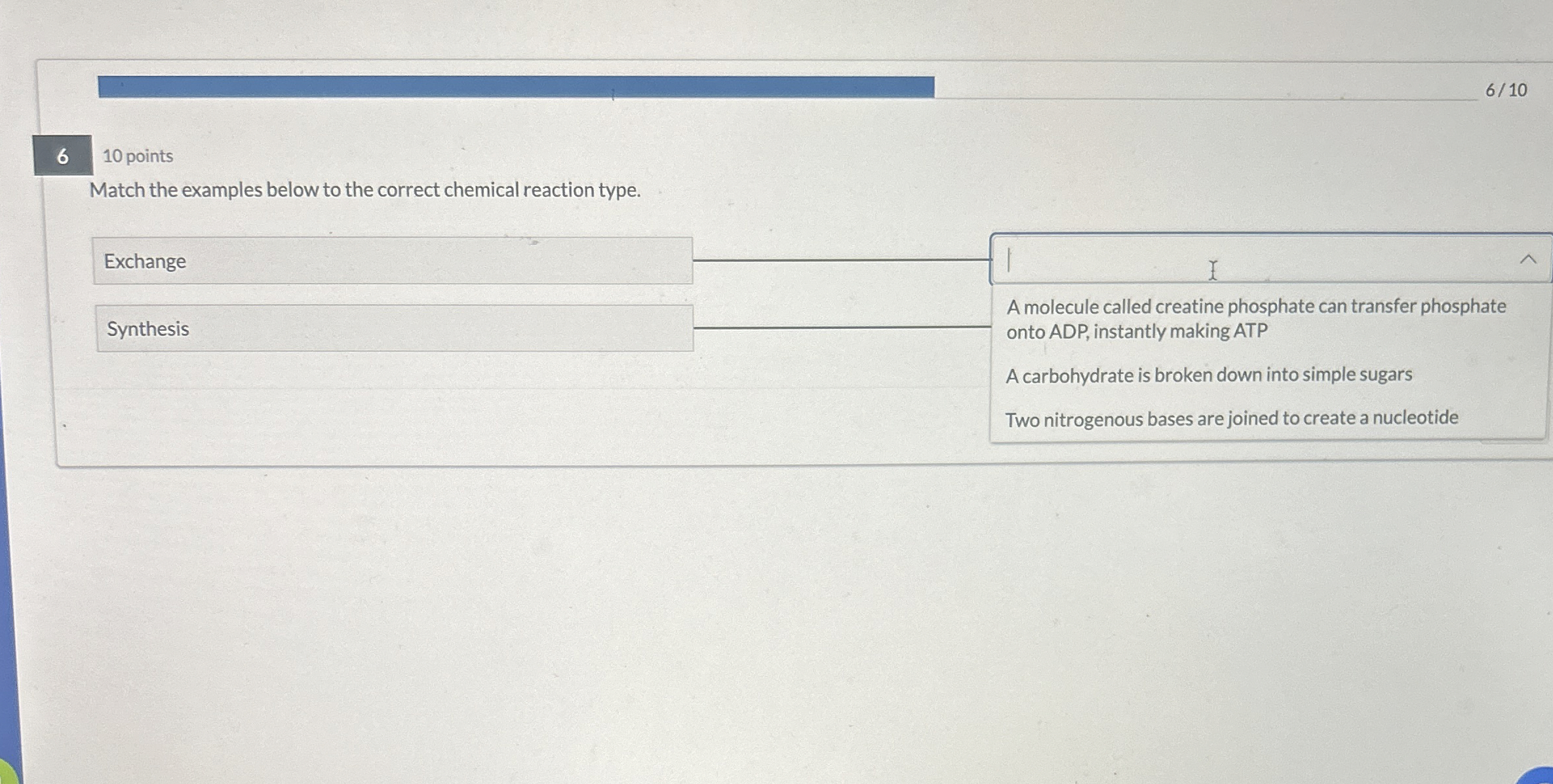 [Solved] 6 10 points Match the examples below to the correc