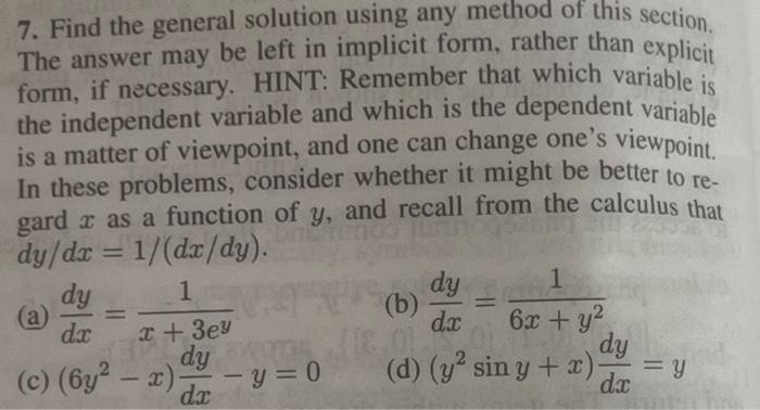 Solved 7. Find the general solution using any method of this | Chegg.com