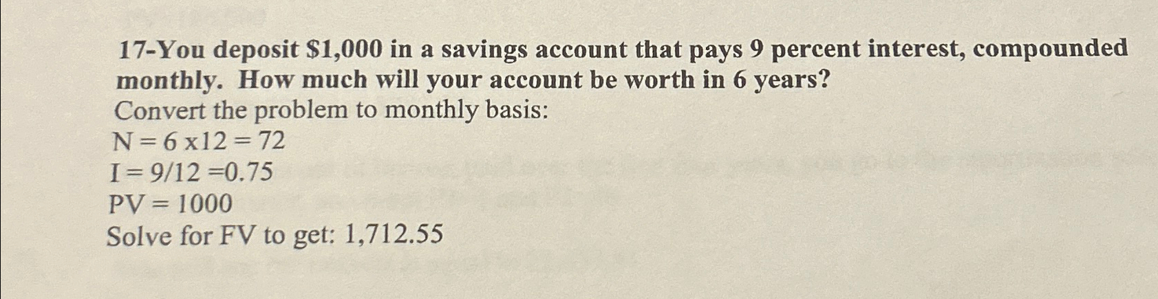 Solved 17-You deposit $1,000 ﻿in a savings account that pays | Chegg.com