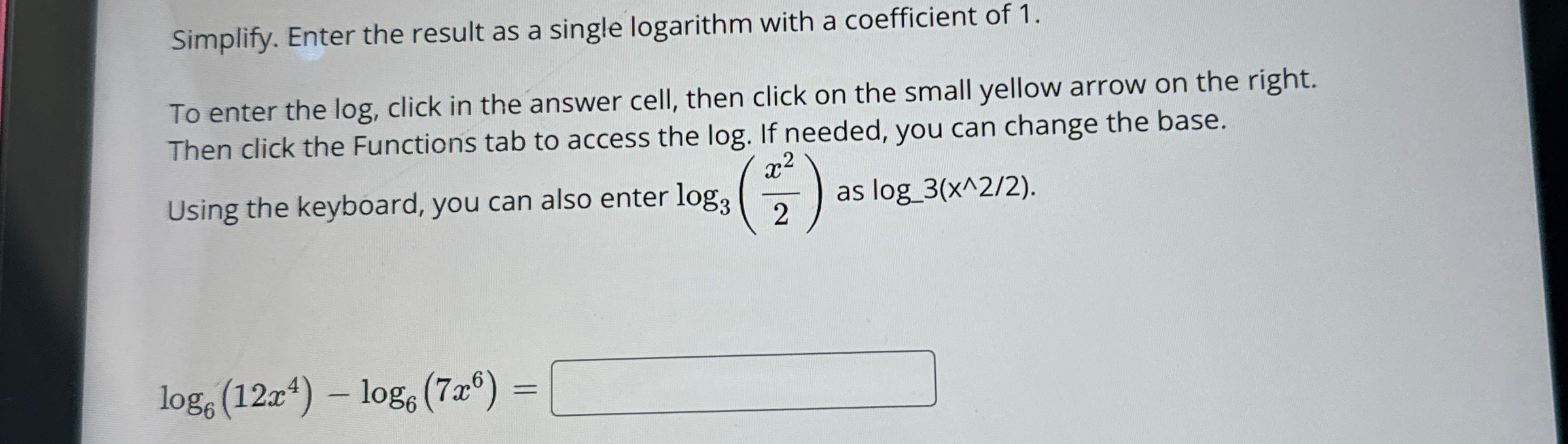 Solved Simplify. Enter the result as a single logarithm with | Chegg.com