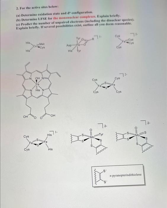 2. For the active sites below: (a) Determine | Chegg.com