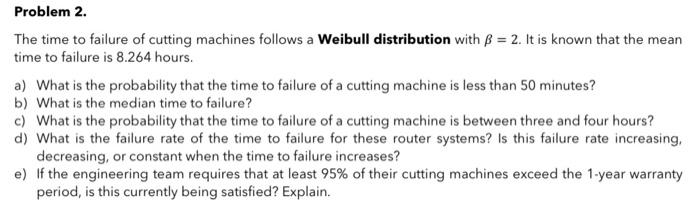 Solved The time to failure of cutting machines follows a | Chegg.com