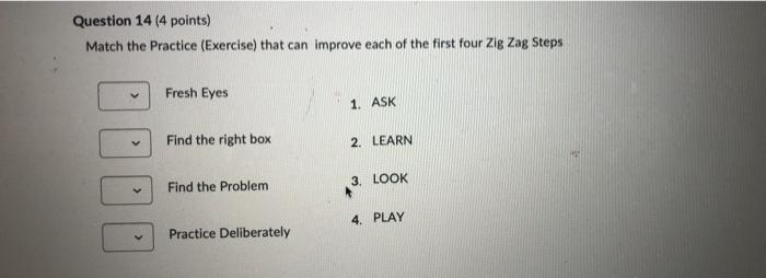 Solved Question 14 (4 points) Match the Practice (Exercise) | Chegg.com