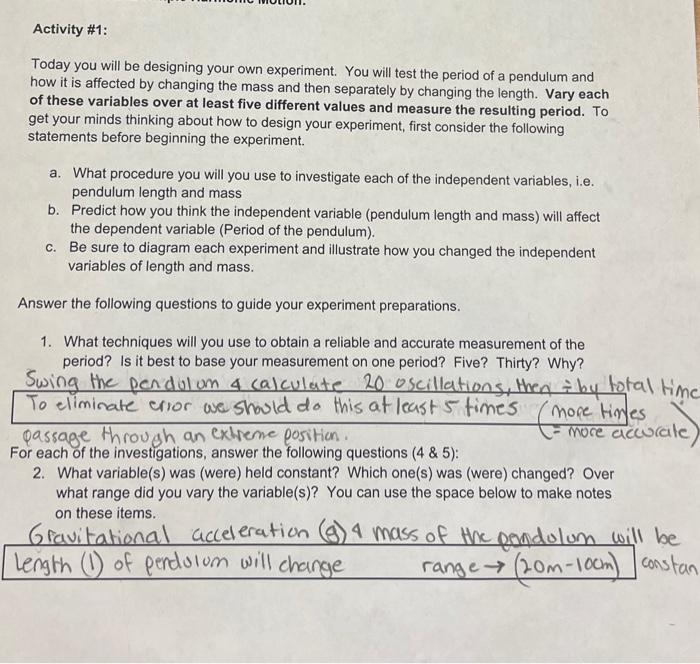 Solved Activity 1 Today You Will Be Designing Your Own Chegg Com   Image