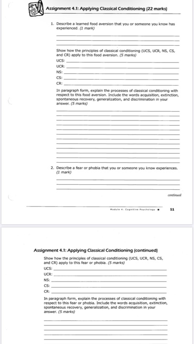 Classical conditioning practice worksheet 2 answers image