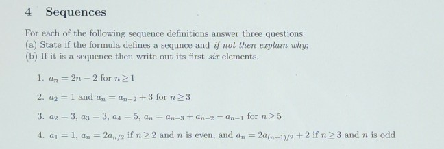 Solved 4 Sequences For Each Of The Following Sequence | Chegg.com