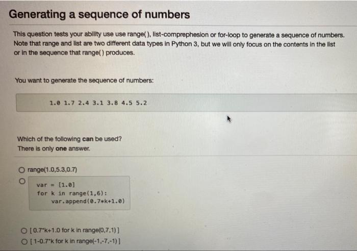 Solved Generating a sequence of numbers numbers. This | Chegg.com