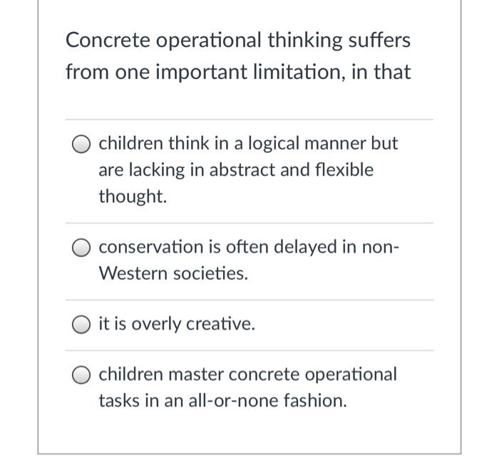 Concrete operational outlet thinking examples