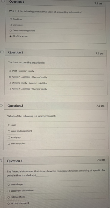 Solved Question 1 7.5 pts Which of the following are | Chegg.com