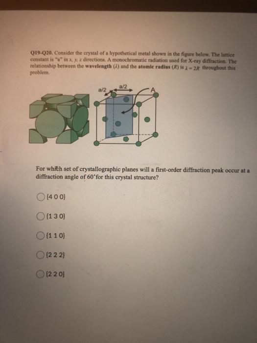 Solved Q19-Q20. Consider the crystal of a hypothetical metal | Chegg.com