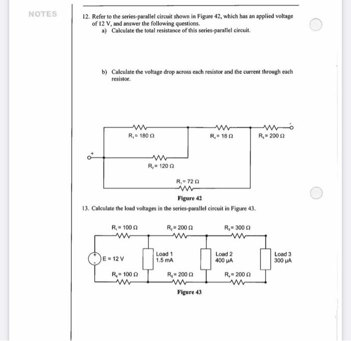 Solved NOTES 12. Refer To The Series-parallel Circuit Shown | Chegg.com