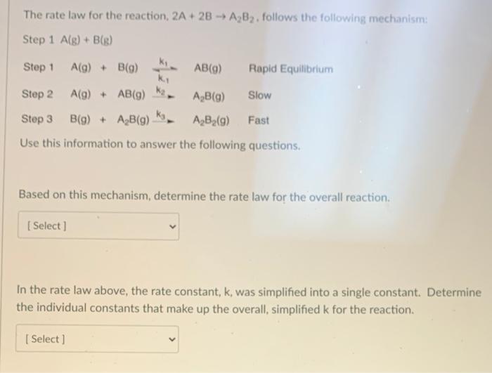 Solved The Rate Law For The Reaction, 2A + 2B - A,B2, | Chegg.com