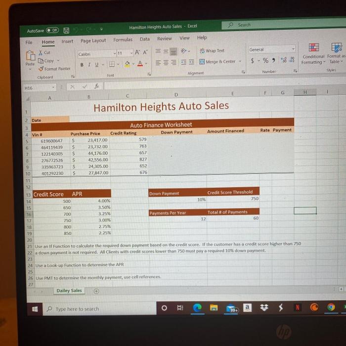 Solved Hamilton Heights Auto Sales Excel Search AutoSave