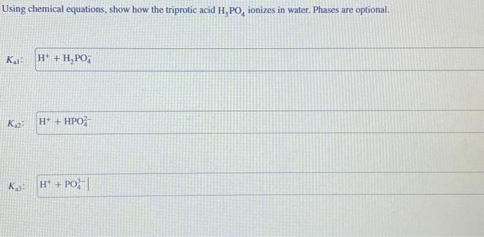 Solved Using chemical equations, show how the triprotic acid | Chegg.com