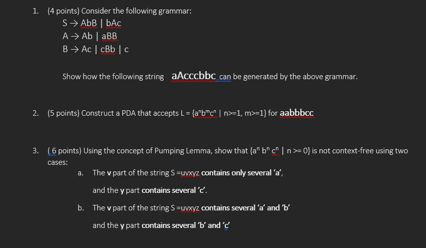 Solved (4 points) Consider the following | Chegg.com