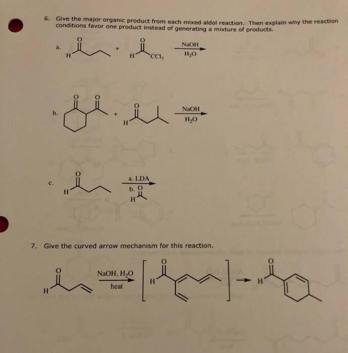 Solved 6. Give the major organic product from each mixed | Chegg.com