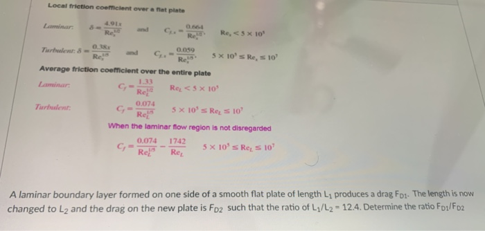 Solved Local friction comicient over a fat plate Rets 0.66 | Chegg.com