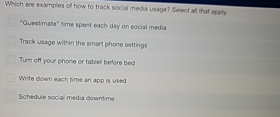Solved Which are examples of how to track social media | Chegg.com