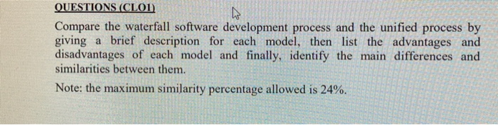 Solved QUESTIONS (CL01) Compare the waterfall software | Chegg.com