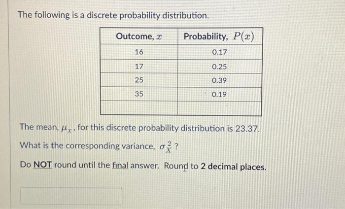 mean of discrete probability distribution