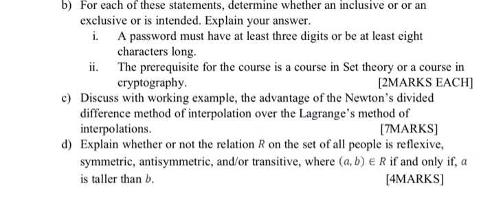 Solved B) For Each Of These Statements, Determine Whether An | Chegg.com