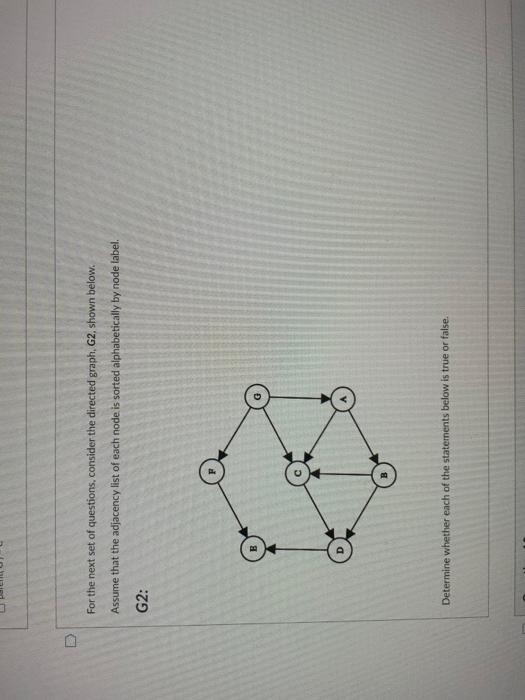 Solved For the next set of questions, consider the directed | Chegg.com