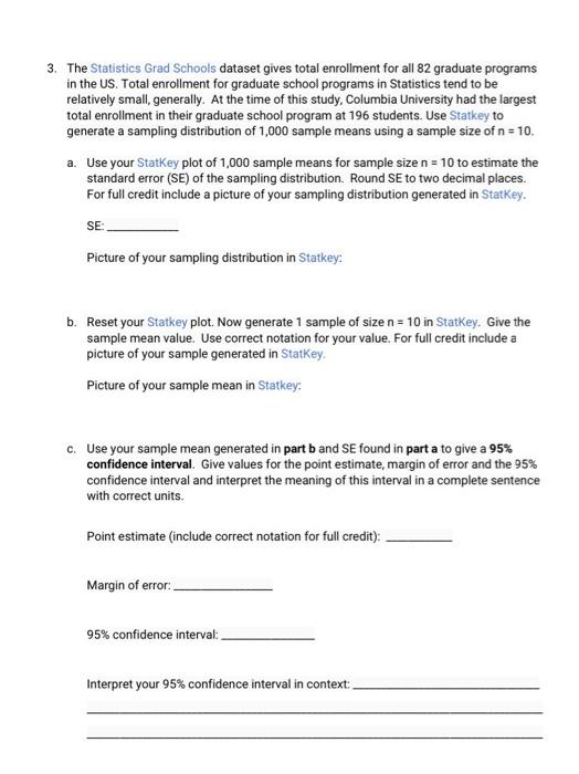 3. The Statistics Grad Schools dataset gives total | Chegg.com