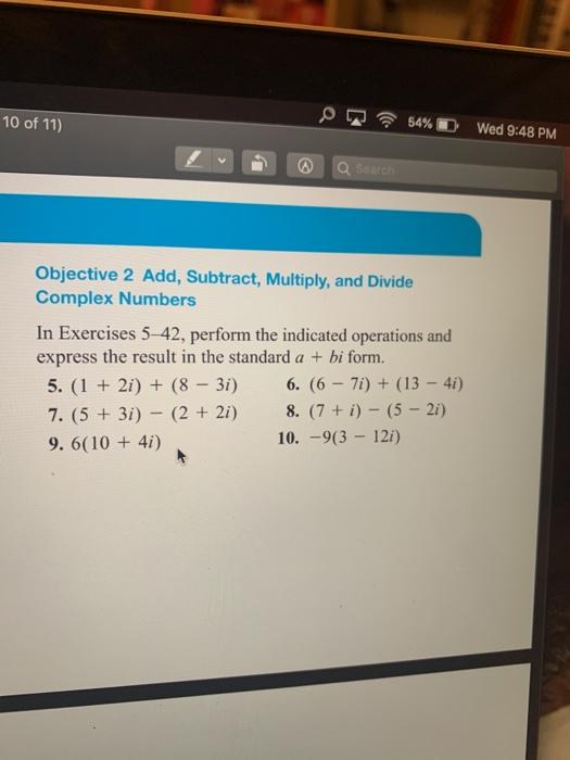 Solved Complex Numbers Handout.po 7.5 Exercises Objective 1 | Chegg.com