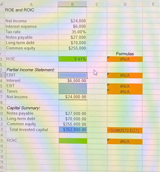 Solved Excel Online Structured Activity ROE and ROIC Baker