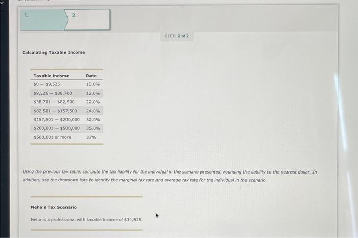 Solved Calculating Taxable Income Using the previous tax | Chegg.com