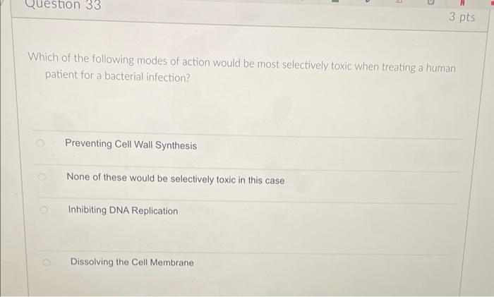 Solved Which of the following modes of action would be most | Chegg.com