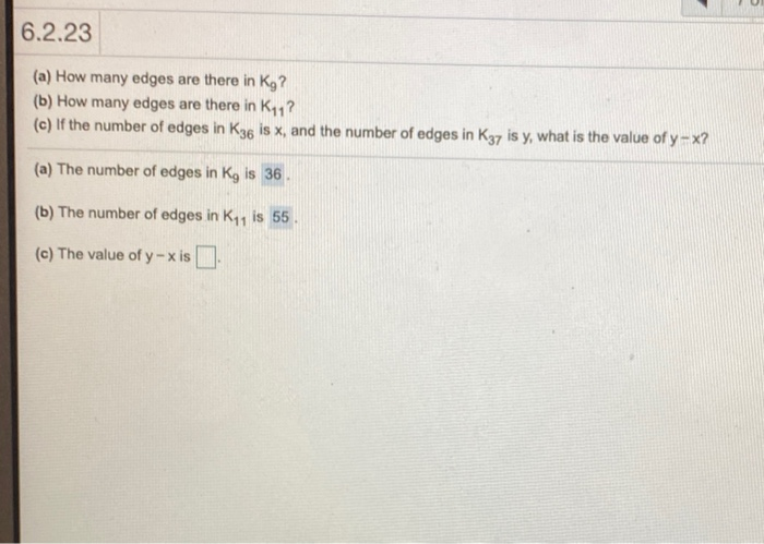 Solved 6.2.23 (a) How many edges are there in Ky? (b) How | Chegg.com