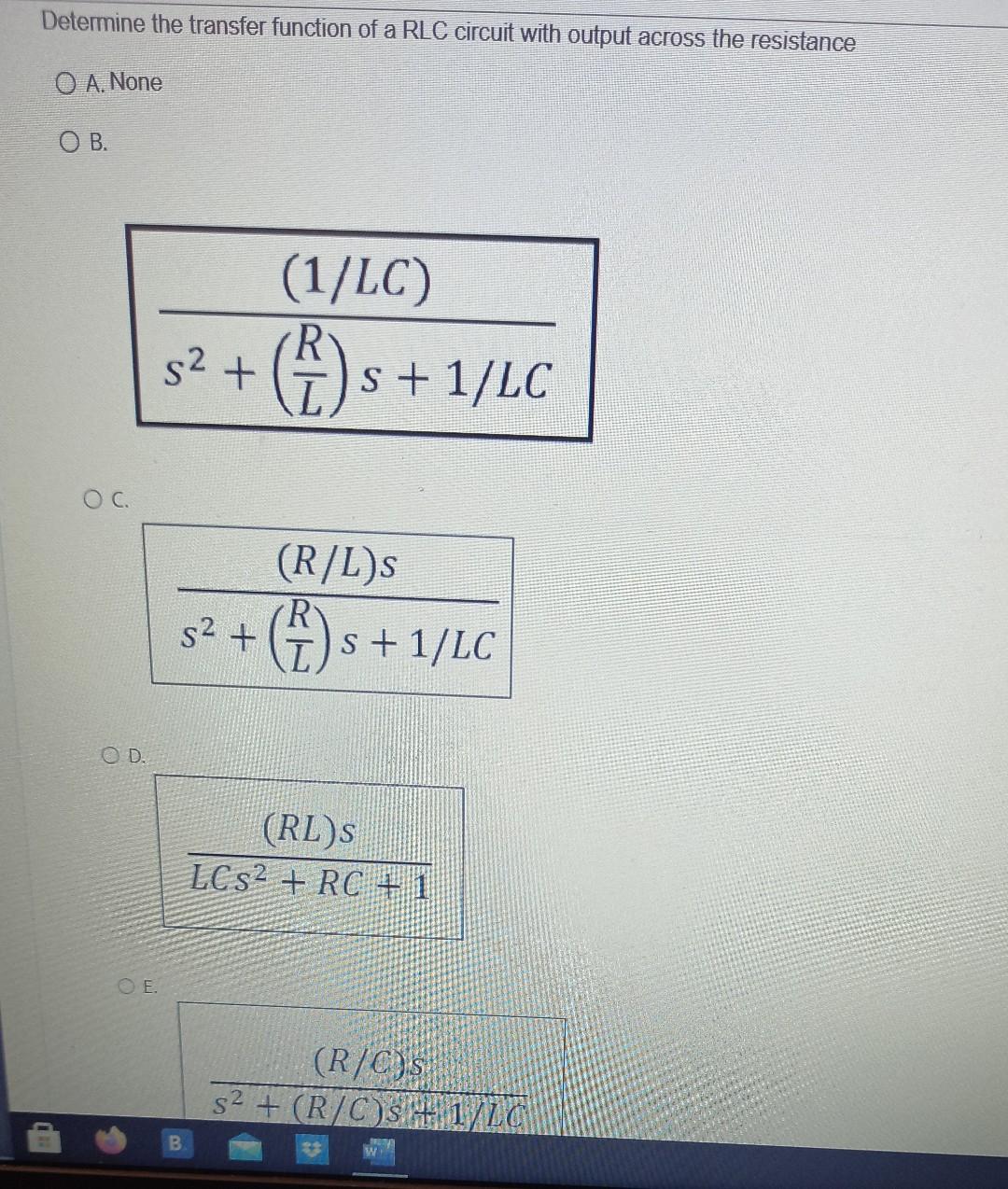 Solved Determine the transfer function of a RLC circuit with | Chegg.com