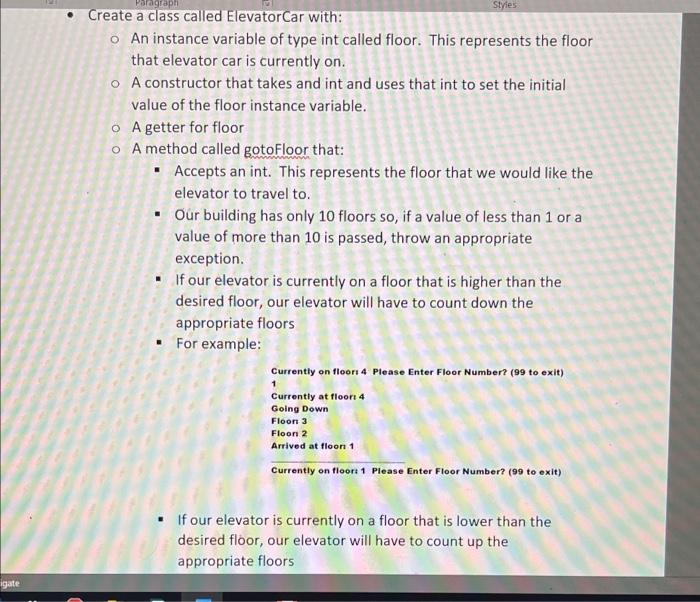 Solved eate a class called ElevatorCar with: An instance | Chegg.com