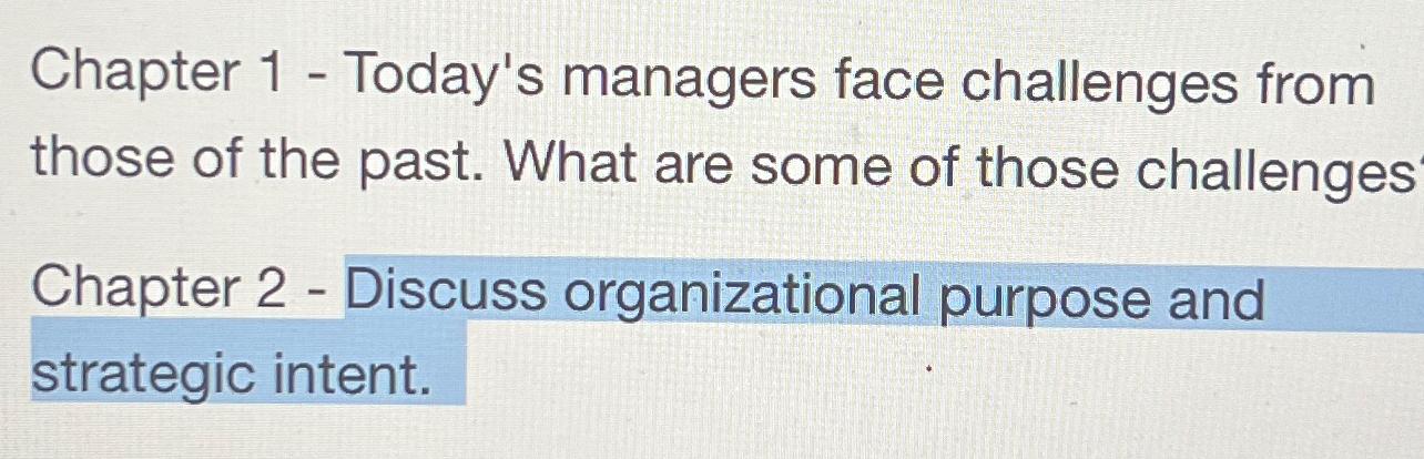 Solved Chapter 1 - ﻿Today's managers face challenges from | Chegg.com
