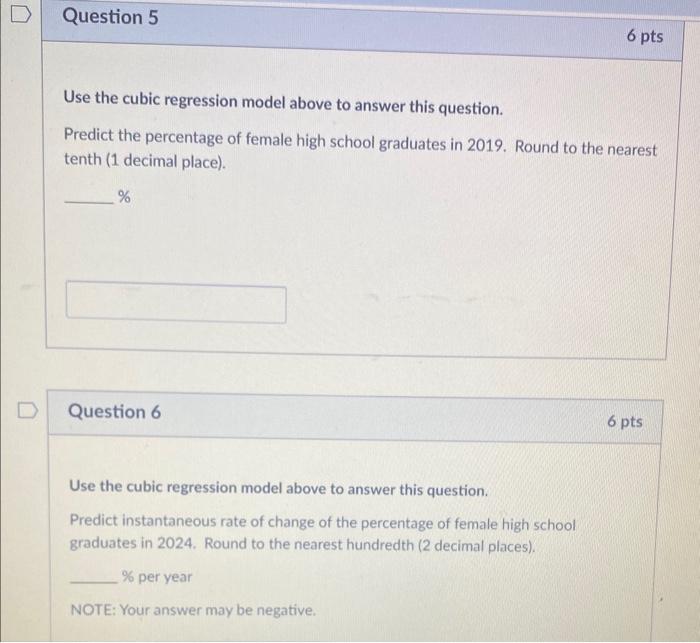 Solved The percentage of female high school graduates who | Chegg.com