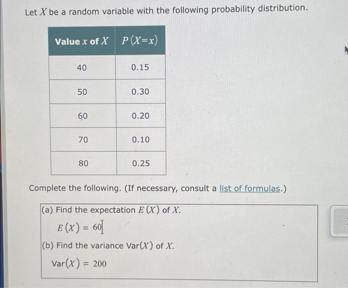 Solved Let X be a random variable with the following | Chegg.com