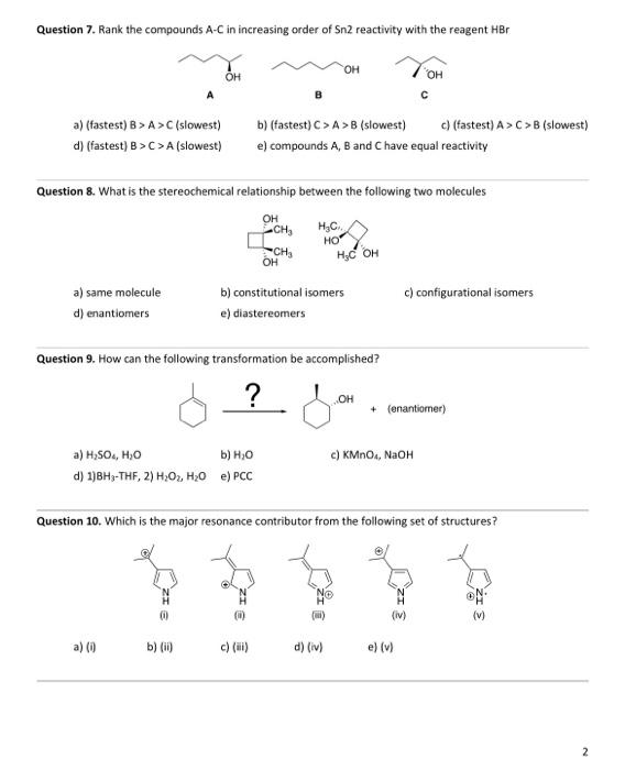 Solved Question 7. Rank the compounds A−C in increasing | Chegg.com