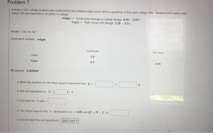 Solved Problem 7 A study of 427 college students was | Chegg.com