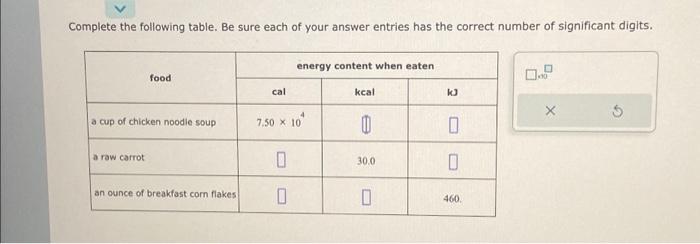 Solved Complete The Following Table. Be Sure Each Of Your | Chegg.com