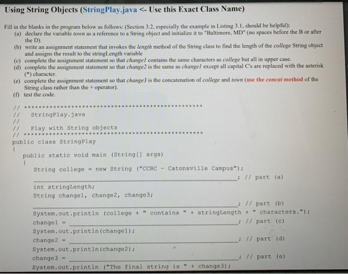 Solved Fill in the blanks in the program below as follows: | Chegg.com