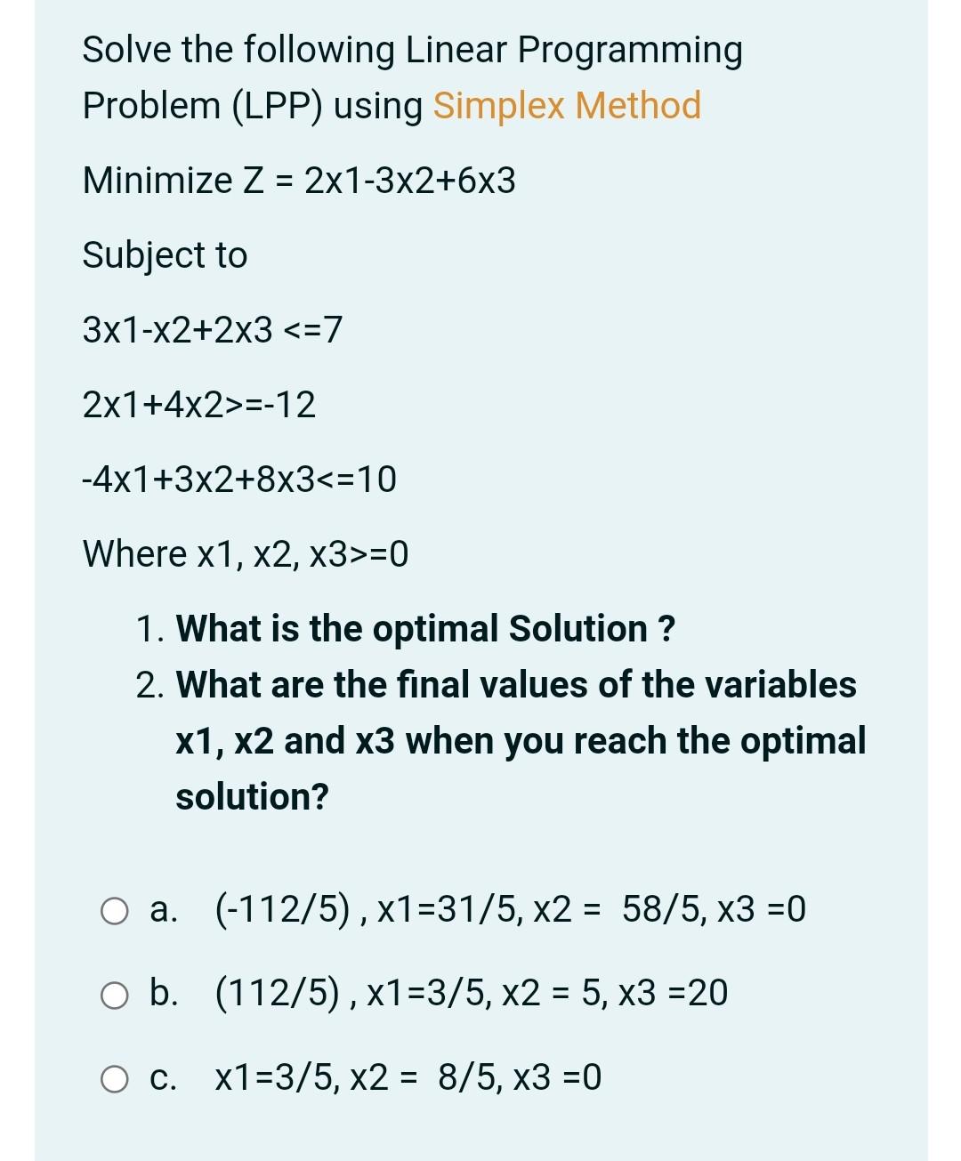 Solved Solve The Following Linear Programming Problem (LPP) | Chegg.com